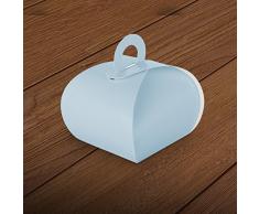 itenga Box GeschenkSchachtel mit Griff blau/hellblau Babyblau aus Karton zum Befüllen (Gastgeschenk, Hochzeit Taufe Geburt) (Box mit Griff, blau)
