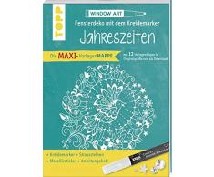 Maxi-Vorlagenmappe Fensterdeko mit dem Kreidemarker - Jahreszeiten. Inkl. Original Kreul-Kreidemarker, Sticker und Glitzer-Steinchen: 10 Vorlagebögen ... Ideen, sämtliche Motive als Download