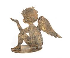 Logbuch-Verlag Metallengel Engel Figur sitzend Gold bronzefarben 13 cm Engelsflügel Weihnachtsdeko Tischdeko Deko Weihnachten