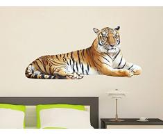 GRAZDesign 723037_57 Wandtattoo liegender Tiger | Wandsticker Afrika bunt als Banner Wanddekoration mit wilden Tieren | für Wohnzimmer und Kinderzimmer | als Wandbild an die Wand (124x57cm)