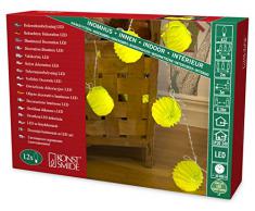 Konstsmide 3191-903 LED Dekolichterkette neongrüne Papierlaternen / für Innen (IP20) / 24V Innentrafo / 12 warm weiÃe Dioden / transparentes Kabel