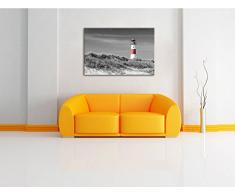 Leuchtturm in den Dünen schwarz/weiß Format: 120x80 auf Leinwand, XXL riesige Bilder fertig gerahmt mit Keilrahmen, Kunstdruck auf Wandbild mit Rahmen, günstiger als Gemälde oder Ölbild, kein Poster oder Plakat