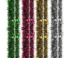 4 Stücke Weihnachten Lametta Girlande Dick Glänzende Girlande Glitzernde Hängende Dekoration für Weihnachtsbaum Kranz Hochzeit Party Lieferung (Gold, Silber, Rot, Grün)