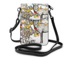 Kleine Umhängetasche mit Weihnachtskarte mit Hirsch und Christbaumkugeln, Handtasche aus PU-Leder mit verstellbarem Riemen für den Alltag