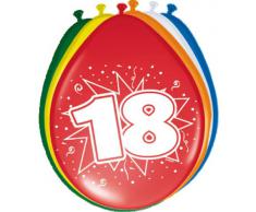 Folat 08218 18. Geburtstag Ballons 30 cm-8 Stück, Mehrfarbig