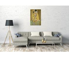 Leinwandbild: Gustav Klimt - Der Kuss (1907-1908) - Format 120x80 cm - Leinwand auf Keilrahmen gespannt und fertig zum Aufhängen - hochwertiger Leinwanddruck aus deutscher Produktion - Wandbild, Kunstdruck, Leinwand-Bilder als