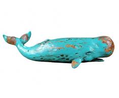 MichaelNoll Wal Dekofigur Statue Polyresin Maritim Holz-Optik Grün 40x12,8x11x5 cm