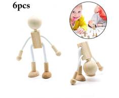 Joyibay 6PCS Kinder Holz Figuren DIY Malerei Flexible Craft Puppen Spielen Pädagogisches Spielzeug
