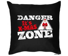 Mega cooles Kuschelkissen Dekokissen Sofakissen zur Weihnachtszeit - Danger its X-Mas Zone - lustiges Weihnachtsgeschenk Kissen Polster