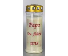 Kerzen Junglas Grablichtkerze, Grabkerze, Papa Du fehlst Uns - 21x7,5 cm - 3878 - ca. 7 Tage Brenndauer – Grablichter mit Spruch - Trauerkerze mit Spruch