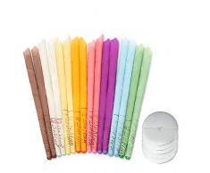 16 Stück Ohrkerzen, Bienenwachs kerzen - Ohrenschmalzentfernung-Ohrenkerzen Ohrenschmalzentfernung mit Schutzscheiben Ohrblocker mit 5 Ohr kerzenschalen, Entspannen und Reinigen