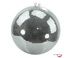 Spiegelkugel 50cm, 10x10mm Facetten aus Echtglas • Sicherheitsaufhängung • hochwertig verarbeiteter Safety Mirrorball mit Kunststoffkern • Diskokugel mit durchgehender Metallachse und Absturzsicherung