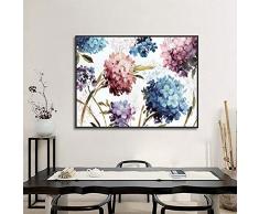 fancj Gedruckte Leinwand Bild Zusammenfassung Hortensie Mädchen Zimmer Romantik Leinwanddrucke Art Deco-50x75cm / Rahmenlos