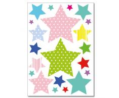 Wandkings Sterne mit Muster Wandsticker Set, 42 Aufkleber, 2 DIN A4 Bögen, Gesamtfläche 60 x 20 cm