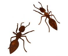 MACOSA SA12496 Deko Ameise 2 Stück aus Metall 14 x 7 cm Echtrost Dekoameisen Garten-Dekoration rostige Tierfigur Dekofigur Insekt Edelrost Gartendeko