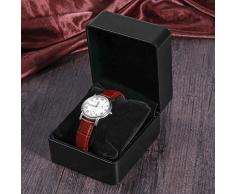NICERIO Uhrenbox,Premium PU Single Grid Armband Box Geschenkbox Schmuckschatulle mit Kissen, ideal für Weihnachten Neujahr Geburtstagsgeschenk (Schwarz)