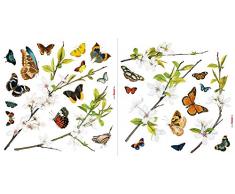 Komar - Window-Sticker CHEERFUL - 31 x 31cm - Fensterdeko, Fenstersticker, Fensterfolie, Schmetterlinge, Butterfly, Blume, Zweige - 16006