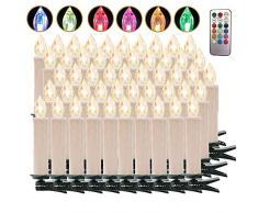 COOSNUG Weihnachtskerzen LED 50er Kerzenlichter Weihnachten Weiß LED Kerzen RGB Fernbedienung Kabellos für Weihnachtsbaum Weihnachtsdeko Hochzeit Geburtstags Party