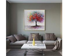 Abstrakte Bäume Ölgemälde Landschaft auf Leinwand drucken Bunte Pop-Art Leinwand Wohnzimmer hängende Wand Bild rahmenlose Malerei 70X70cm