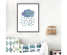 Hochwertiger Leinwanddruck mit süßer Wolke als Motiv A4 - Kunstdruck Fine Art Geschenk moderne Poster Kinder Kinderzimmer Cloud Print Leinwandbild Wandbild Leinwand Plakat Cartoon Deko Bild DINA4
