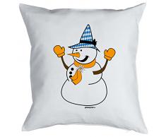 Mega cooles Kuschelkissen Dekokissen Sofakissen zur Weihnachtszeit - Schneemann Bayerischer Schneemann - lustiges Weihnachtsgeschenk Kissen Polster