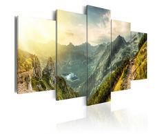 decomonkey Bilder Berge 200x100 cm XXL 5 Teilig Leinwandbilder Bild auf Leinwand Vlies Wandbild Kunstdruck Wanddeko Wand Wohnzimmer Wanddekoration Deko Natur Landschaft
