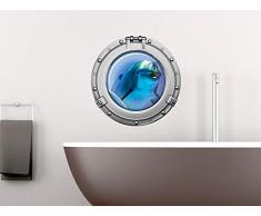 Graz Design 651031_40 Wandsticker Wandtattoo Wandaufkleber Badezimmer Bullauge Delfin Unterwasser (Größe=40x40cm)