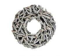 Bada Bing XL Weidenkranz Holz Kranz Geäst Aus Zweigen Ø Ca. 40 cm Weiss Grau Landhaus Stil Deko Tischdeko Wanddeko Adventskranz Advent Türkranz Weihnachten Deko 30