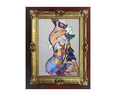 Lnxp Bild Bilderrahmen Foto 90x70 cm ABSTRAKT AKT EROTIK SEXY Reproproduktion Bilder mit Rahmen Barock Wandbild Kunstdrucke Gemälde Retro Repro antik für Café Bar Home Büro Praxis P-32-5