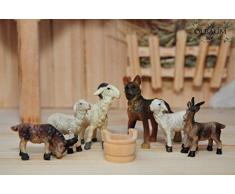 Krippenzubehör mit LED, 7-tlg. Braver Hund mit Herde, mit Schäferhund, Ziegen Schafe Holzwanne - KREUZWEG-Licht Jesus 13-2 Krippenzubehör Passion, Mt 27,57-59,- Passion Christi - für 9-10 cm Figuren
