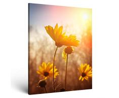 ge-Bildet® Leinwandbild Gänseblümchen blumen natur Gelb Sonnenuntergang - 50x70 cm - leinwandbilder einteilig - direkt vom Hersteller aus Deutschland - Made in Germany