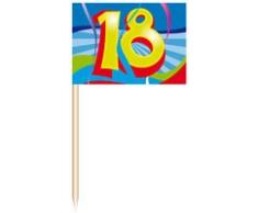 50x Partyspießer Fahne Deko-Picker Geburtstag Zahl 18