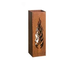 Gartenfreude Home Deko Säule Windlicht Feuersäule Laterne Design Flammen Edelrost 16 x 16 x 50 cm