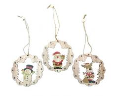 qingqingR Hängende Anhänger 3pcs / Set Weihnachtsbaum-Girlande mit Seil bördelt hölzerne Verzierungen