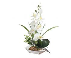 True Holiday Künstliche Orchidee mit weißer Porzellanvase, Kunstdekoration, Kunstblumen, realistisch und lebensecht weiß 2