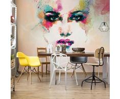 Aquarell Gesicht Fototapete Fotomural - Wandbild - Tapete - 254cm x 184cm / 2 Teilig - Gedrückt auf 115gsm Muralpapier - 10749P4 - Menschen