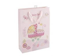 Idena 30210 - Geschenktasche Baby Girl, Größe 34,5x25x8,5 cm, Geburt, Baby Party, Geschenk, Geschenkverpackung, Tragetasche, Geschenktüte