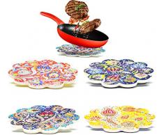 Dekorative Keramik-Untersetzer 4er-Set – für Töpfe, Pfannen, Vasen Karaffen Kerzen – Großes 18 cm orientalisches Mandala Untersetzer Tischsets –Marokkanische Untersetzer Esstisch – Topfuntersetzer Set