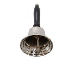 Tischglocke 22cm Handglocke Glocke Schulglocke Antik-Stil Messing Holz (c)