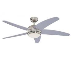 132 cm Deckenventilator Bendan 72220 mit Einzelleuchte und fünf Flügeln, Ausführung in seidenmattem Chrom mit Opalmilchglas