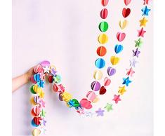 Oblique-Unique® Deckenhänger 3D Girlande Bunt - hängende Papiergirlande Banner Deko - Motiv wählbar (Stern Bunt)