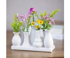 Home&Dekorations -VAS057- Keramik Blumenvasen - Dekorative Vasen für Hochzeit, Geschenk, Buffet, Küche, Wohnzimmer (Set 7 weißen Vasen)