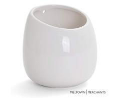 Milltown Merchants Wandpflanzgefäße für Sukkulenten – Wandvasen – weiße Keramik-Blumentöpfe zur Wandmontage – Sukkulenten-Blumentöpfe – Hängende Vasen für Wohnwand 2 pack Modern (weiß)