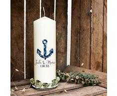 ilka parey wandtattoo-welt Hochzeitskerze Kerze zur Hochzeit Trauung Traukerze mit Anker Wunschnamen & Datum wk9
