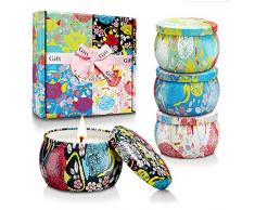 mreechan Kerze,Duftkerzen Set,natürliches Sojawachs,Aromatherapie-Kerzen,Duftkerze Natural Wake Box 4 dekorative Kerze Geschenkset,für Yoga,Aromatherapie,Weihnachten, Geburtstag, Valentinstag,etc.