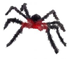 Riesen Monster Spinne über 1 Meter groß mit biegbaren Beinen und rot glühenden Augen - Batterien mit im Set - Halloween Tierhorror Deluxe Dekoration perfekt für Spinnweben und Spinnennetze im XL Format