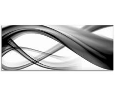 Artland Glasbilder Wandbild Glas Bild einteilig 125x50 cm Querformat Moderne Kunst Abstrakt Modern Rauch Welle Schwarz Weiß S7KQ