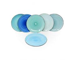 DRULINE 6er-Set Sky Kuchenteller 19,5 cm Maritime Blautöne Dessertteller Kinderteller, Servierteller Desserts, Brotteller Tortenteller, Frühstücksteller