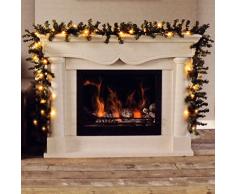 Multistore 2002 Weihnachtsgirlande 270cm Grün mit Lichterkette 35 Lampen Warmweiß Kunsttanne Tannengirlande Weihnachtsdeko