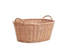 Ovale naturfarbige Weidenschüssel, Wäschekorb aus Weide, Weidenwanne in Naturfarbe, Weidenkorb in Wanneform